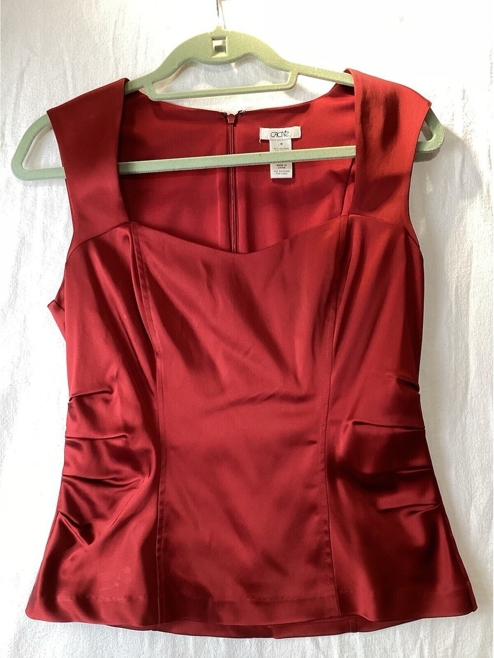 Cache Red Satin Peplum Corset Top  Size Medium